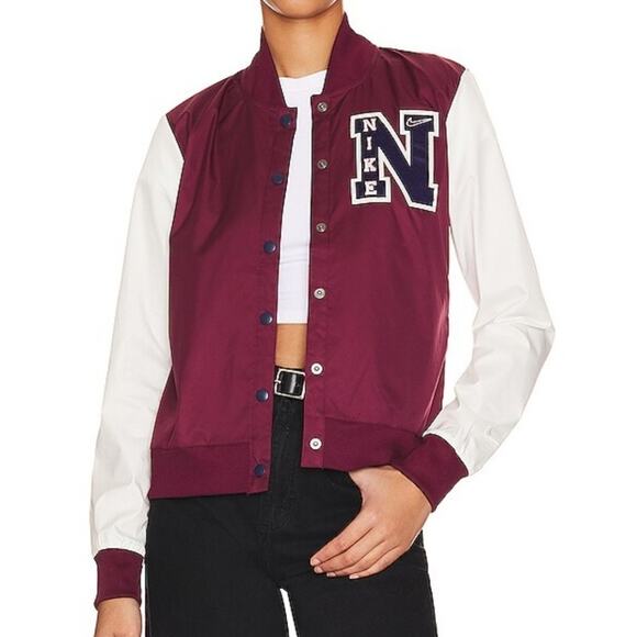 Nike NSW Varsity Jacket in Dark Beetroot & Sail - Picture 1 of 16